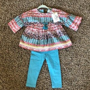 NWT 12M girls gypsy boho tunic and pants set